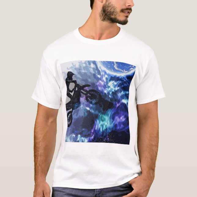 Jumping through Space - Motocross Rider T Shirt (Framsida)