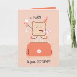 Jumping toast bestie funny birthday card kort