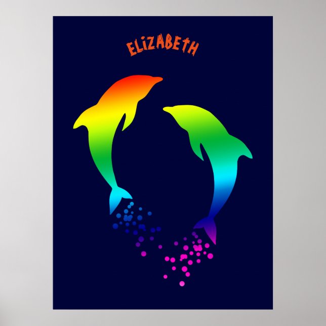 Jumpning av delfiner med delfiner med bubblor poster (Framsidan)