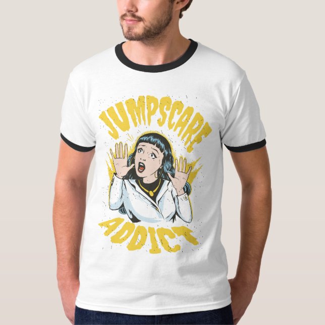  Jumpscare Addict  T Shirt (Framsida)