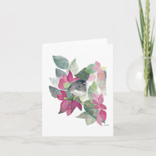Junco Bird Flowers Card Kort