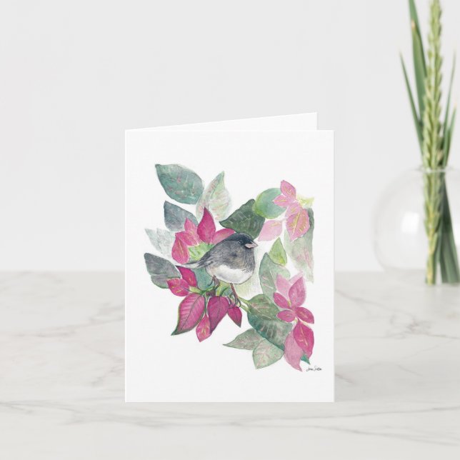Junco Bird Flowers Card Kort (Framsida)