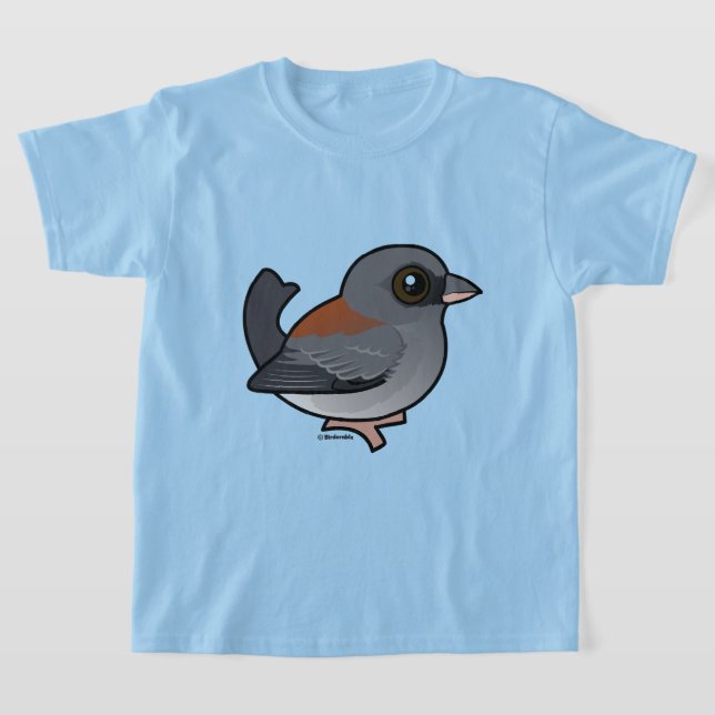 Junco med mörk (röd understödd) t shirt (Laydown)