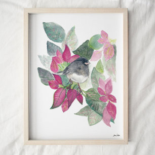 Junco Mörk Eyed Bird Watercolor Art Skriv ut Poster