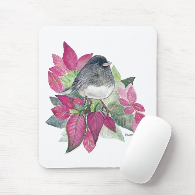 Junco Mörk Eyed Watercolor Art Musmatta (Junco Dark Eyed Watercolor Art Mouse Pad from Jenn's Emporium.)