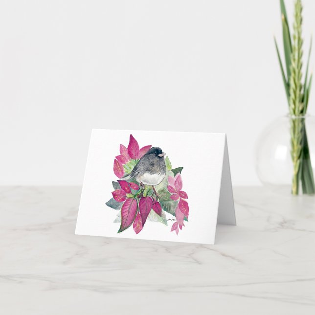 Junco-vackert vattenfärgskort anteckningskort (Beautiful Watercolor Colored Pencil Dark Eyed Junco Blank Note Cards from Jenn Steffen Art)
