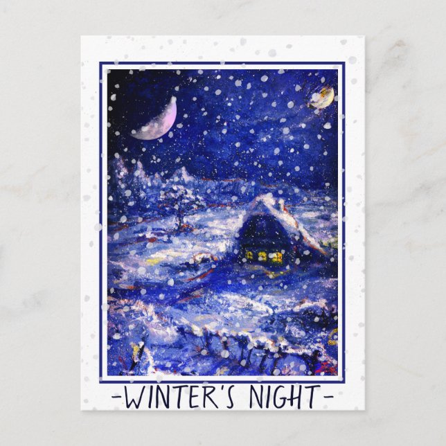 Junction Card No 49: Winter's Natt. Måne Crescent Vykort (Framsida)