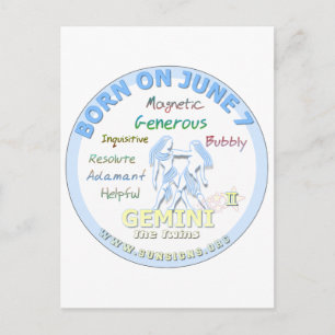 June 7:e Birthday - Gemini Vykort