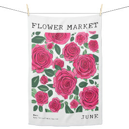 June Birkeland Flower Market Rosa ros Blommigt Skr Kökshandduk