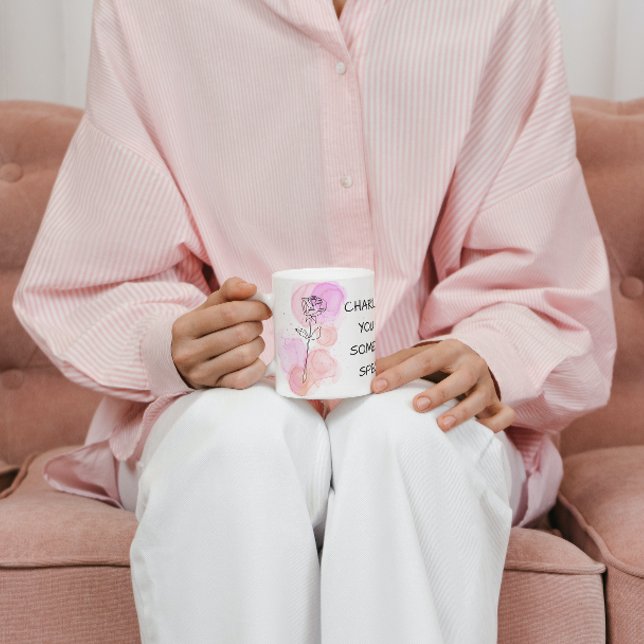 June Birkeland Flower Ro Rosa Lila Line Art Mugg (Skapare uppladdad)