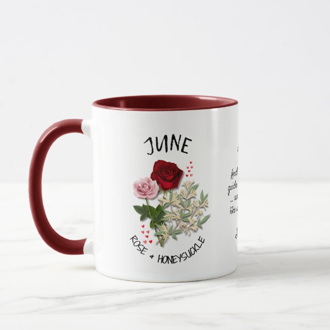 JUNE Birth Month Flower Custom Name Christian Mugg (Vänster)