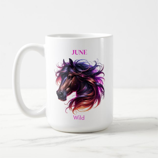 June Birth Month Spirit Animal Horse Kaffemugg (Vänster)