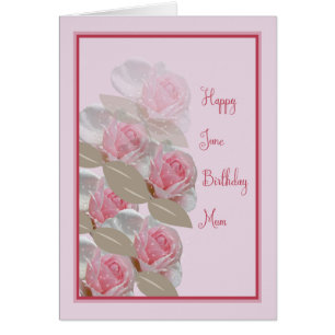 June Birthday Card Rosa ros för Morsa Hälsningskort