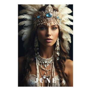 *~ JUNE BIRTHDAY PEARLS Boho AP53 Woman Fototryck