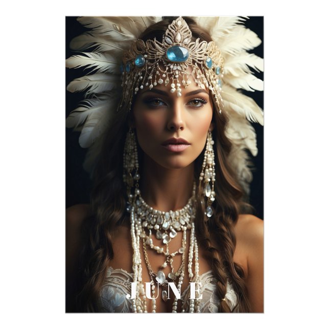 *~ JUNE BIRTHDAY PEARLS Boho AP53 Woman Fototryck (Framsidan)