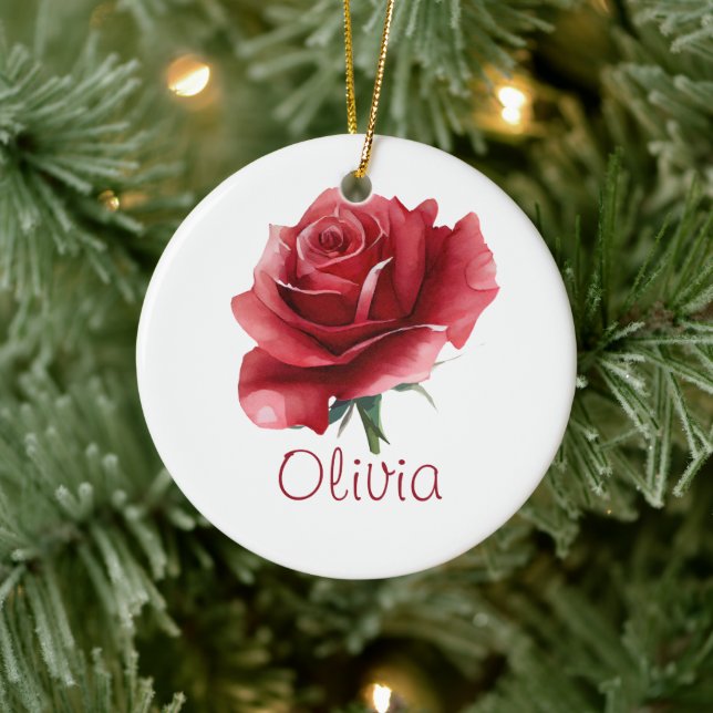 JUNE Birthday Rose Flower Red Floral Nursery Decor Julgransprydnad Keramik (Träd)