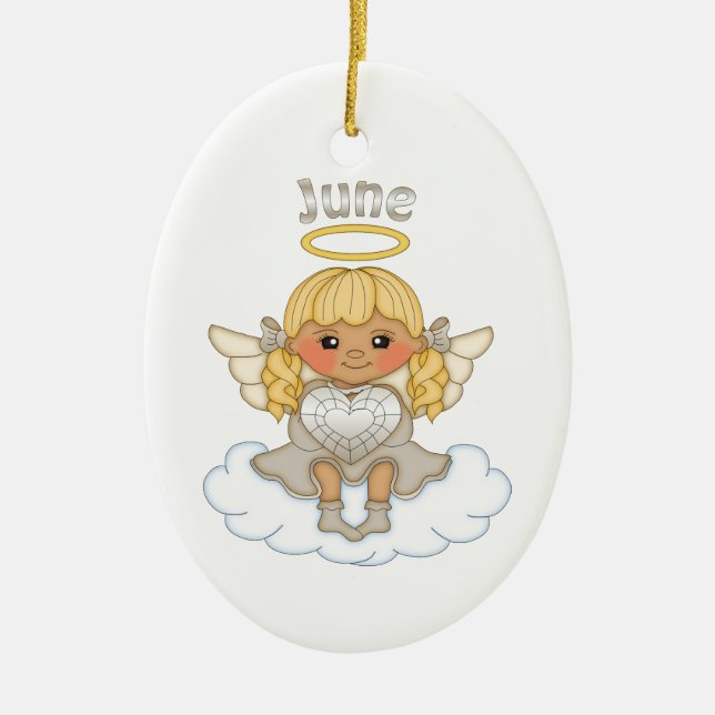 June Birthstone Angel Blonde Julgransprydnad Keramik (Framsidan)