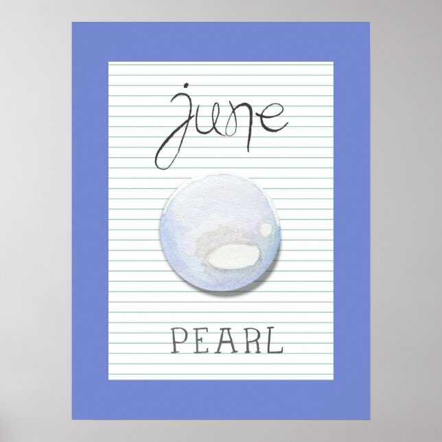 June Birthstone Birthstone Birth Stone Pearl Artwo Poster (Framsidan)