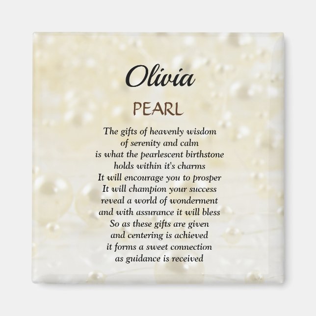 June Birthstone Pearl-design Magnet (Framsidan)