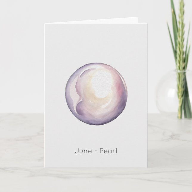 June Birthstone Pearl Grattis på födelsedagen Card Kort (Framsida)