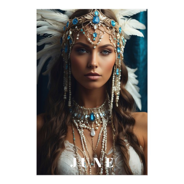 *~ JUNE Boho Headdress PEARLS AP53 Fototryck (Framsidan)