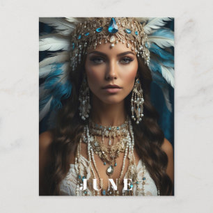*~ JUNE Boho Kvinna FÖDELSEDAG PÄRLOR AP53 Vykort