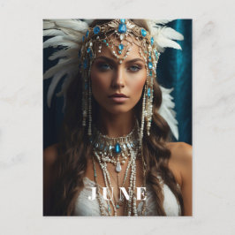 *~ JUNE Boho Kvinna FÖDELSEDAG PÄRLOR AP53 Vykort