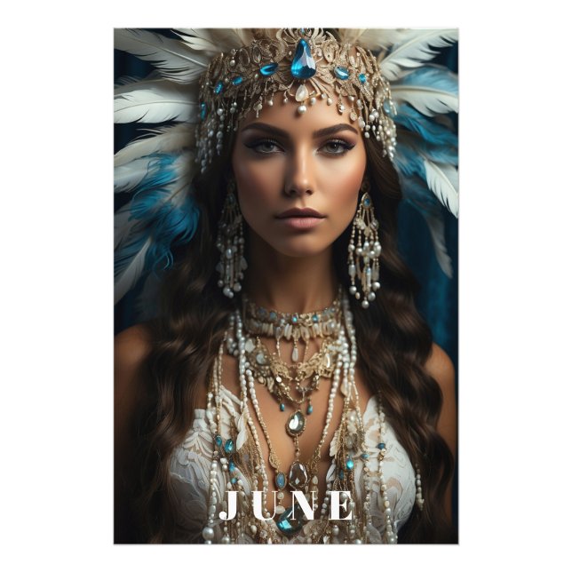*~ JUNE Boho Woman BIRTHDAY PEARLS AP53 Fototryck (Framsidan)