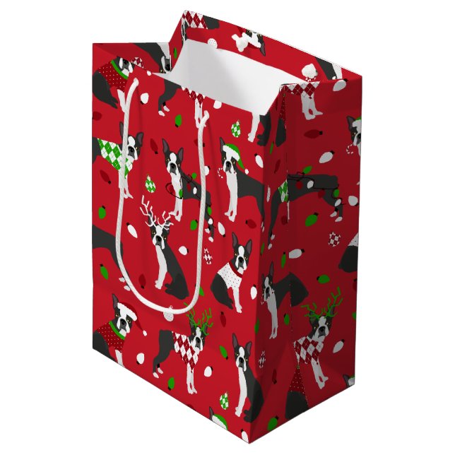 June Boston Terrier Medium Gift Bag (Framsidan Vinklad)