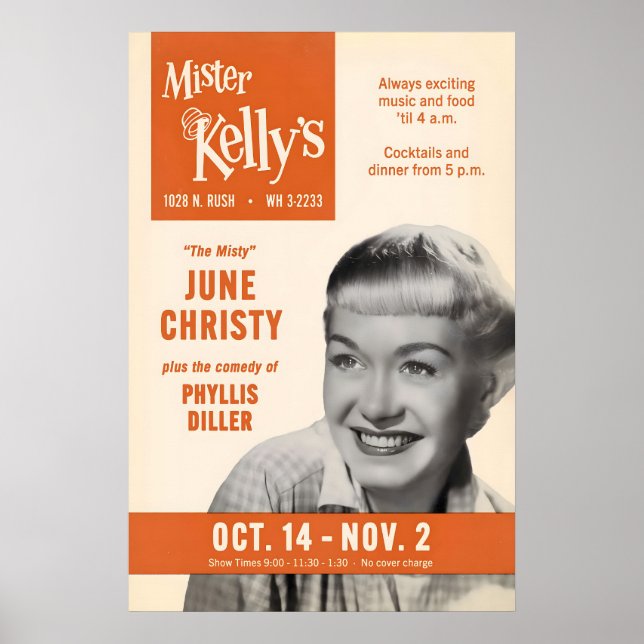 June Christy jazzaffisch - Mister Kelly's Poster (Framsidan)