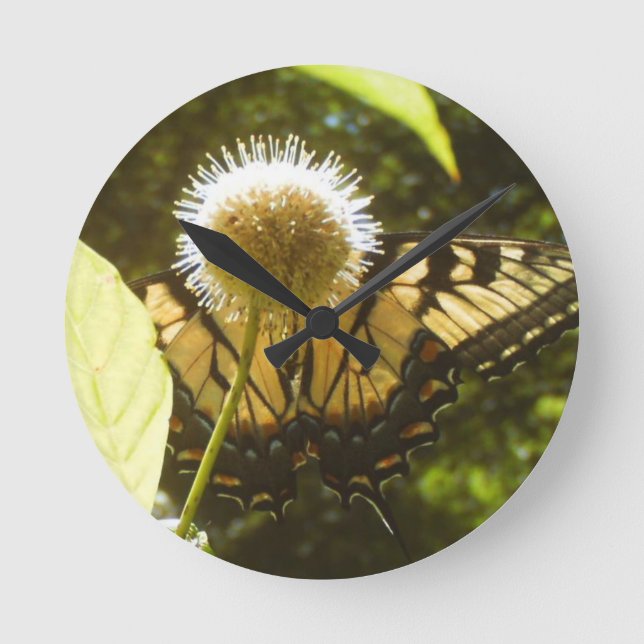 June Monarch Flower Clock Rund Klocka (Framsida)