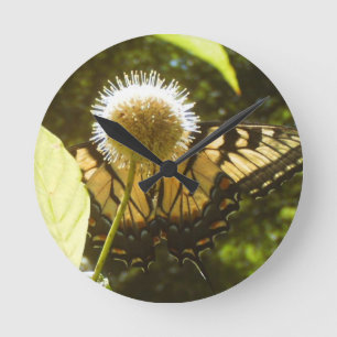 June Monarch Flower Clock Rund Klocka