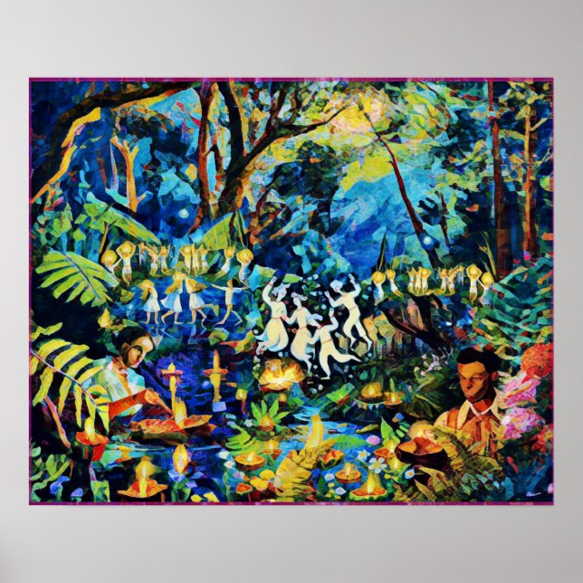 June Naive Folk Art Summer Firande Poster (Framsidan)