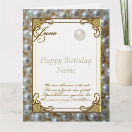 June Pearl Birthstone Birthday 8.5x11 Kort