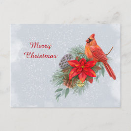 June Red Cardinal Poinsettia Business Helg Vykort