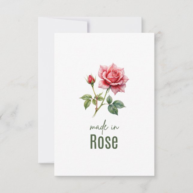 June Rose Birth Flower Flat Thank You Card Tack Kort (Framsida)