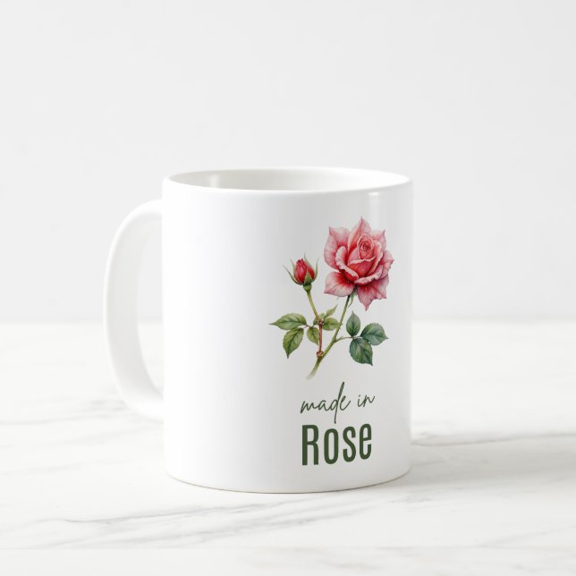 June Rose Birth Flower Flat Thank You Cup Kaffemugg (Framsida vänster)