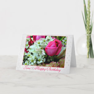 June Stunning Rosa Röd ros Birthday Month Kort