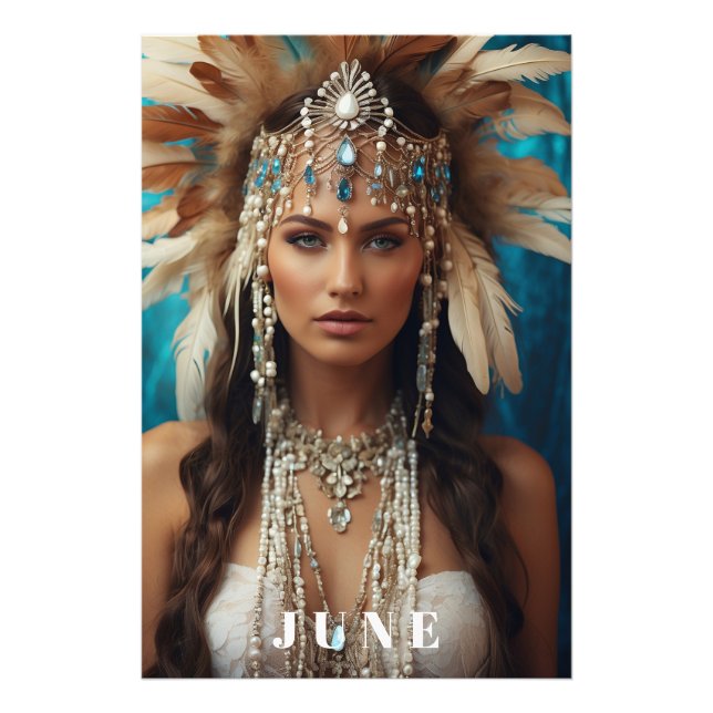 *~ JUNE Woman BIRTHDAY PEARLS AP53 Boho Fototryck (Framsidan)