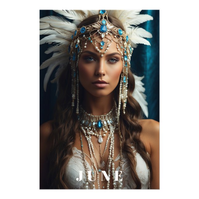 *~ JUNE Woman BIRTHDAY PEARLS Boho AP53 Fototryck (Framsidan)