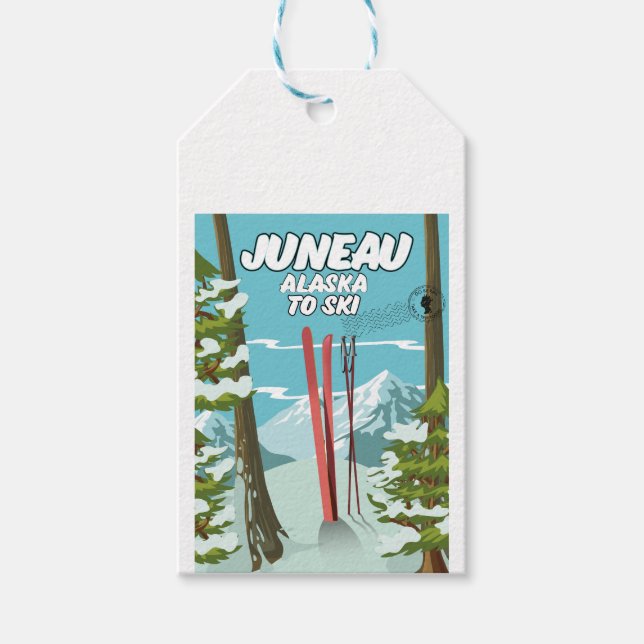 Juneau Alaska Att Skida Presentetikett (Framsidan)