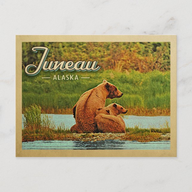 Juneau Alaska Bears Vintage resor Vykort (Framsida)