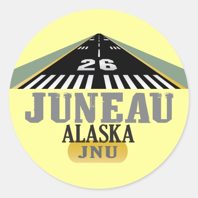 Juneau Alaska - Flygbanan Runt Klistermärke (Framsida)