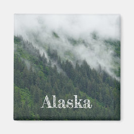 Juneau Alaska Fog Forest Träd Magnet
