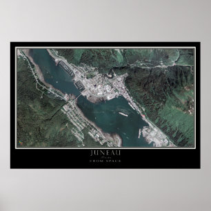 Juneau Alaska från Space Satellite Karta Poster