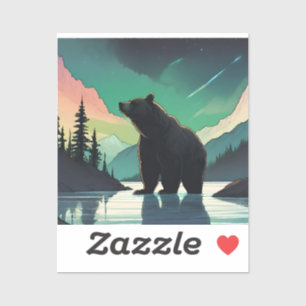 Juneau Alaska grizzly björn aurora norra ljus Klistermärken
