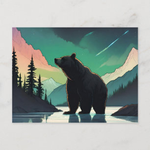 Juneau Alaska grizzly björn aurora norra ljus Vykort