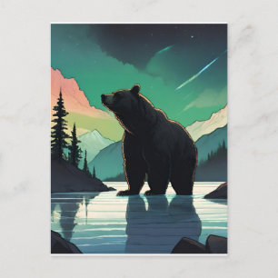 Juneau Alaska grizzly björn aurora norra ljus Vykort