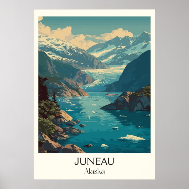 Juneau Alaska Huvudstad Glacär Stad Poster (Framsidan)