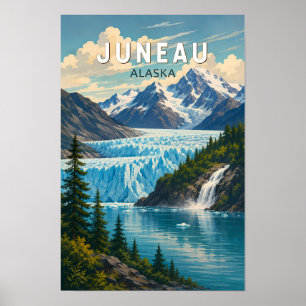 Juneau Alaska Illustration Resa Konst Vintage Poster